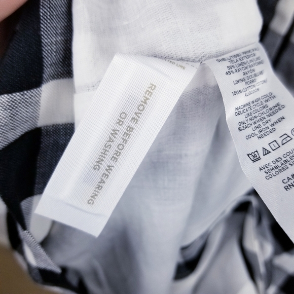 Loft Gingham Linen Blend Button Front V-Neck Dress, size 12 - Picture 13 of 13